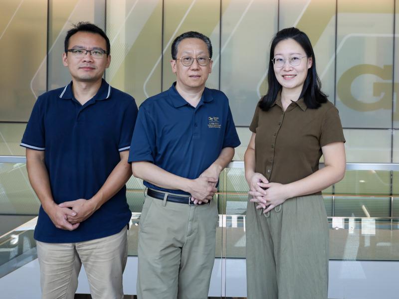 The ISyE research team from left to right: Xiao Liu, the David M. McKenney Family Associate Professor; Yu Ding, the Anderson-Interface Chair and professor and project lead; and Ph.D. student Quan Zeng.